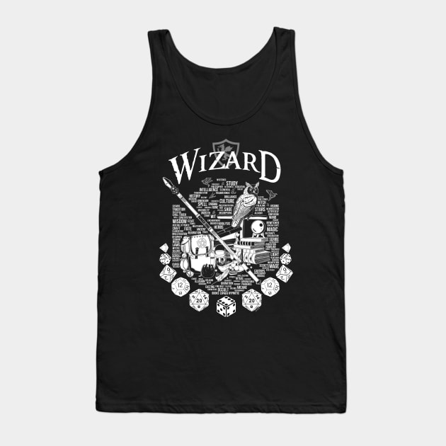 RPG Class Series: Wizard - White Version Tank Top by Milmino